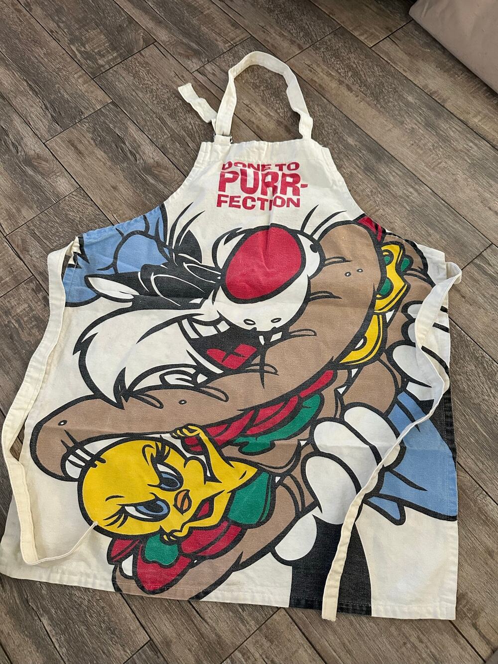 Vintage 80-90s Looney Tunes Done To Purr-Fection Smock Apron Multi Graphic